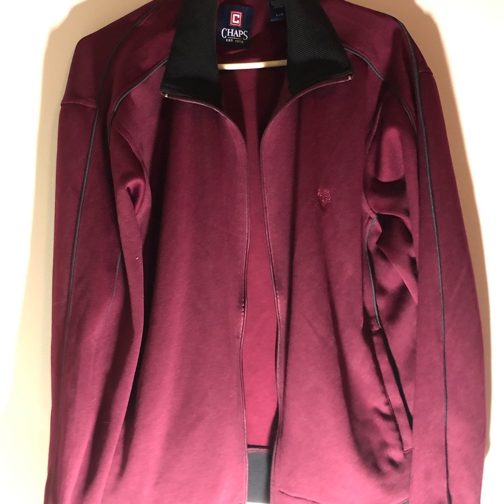CHAPS Mens Tracksuit Top Jacket Large Burgundy Polyester BK06